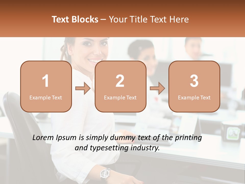 A Woman Sitting At A Desk In An Office PowerPoint Template