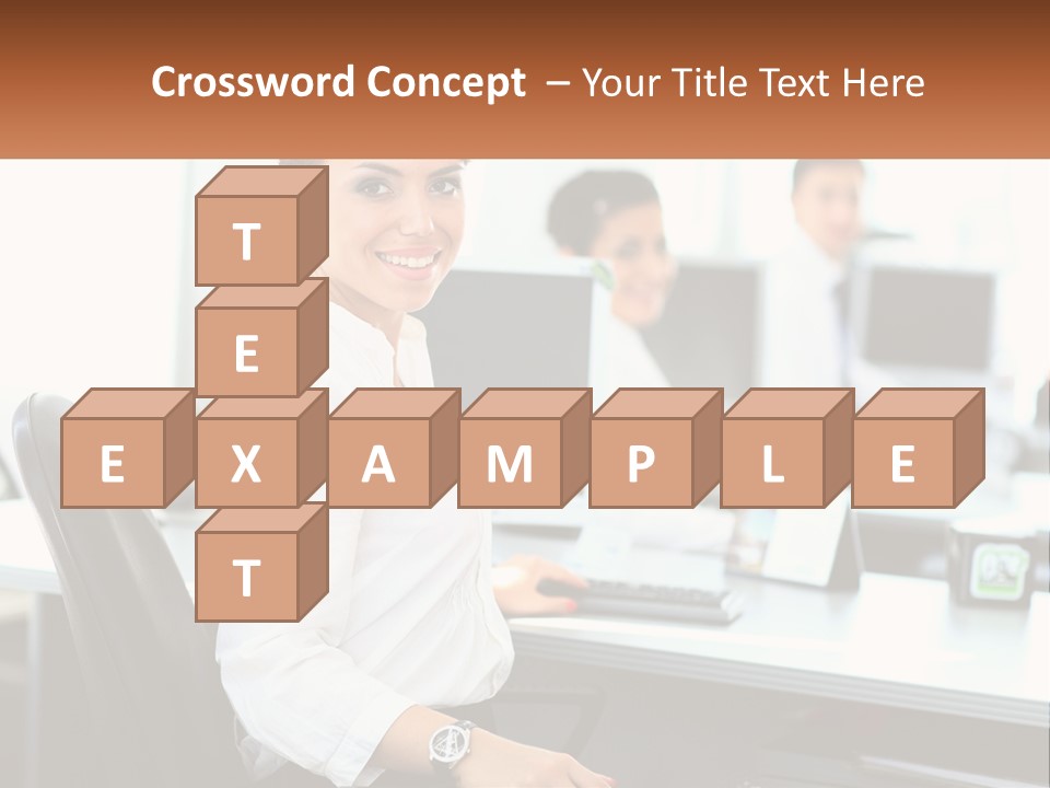 A Woman Sitting At A Desk In An Office PowerPoint Template