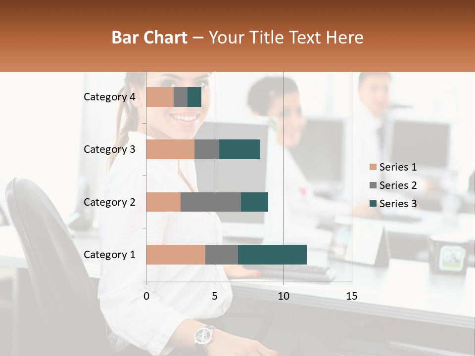 A Woman Sitting At A Desk In An Office PowerPoint Template