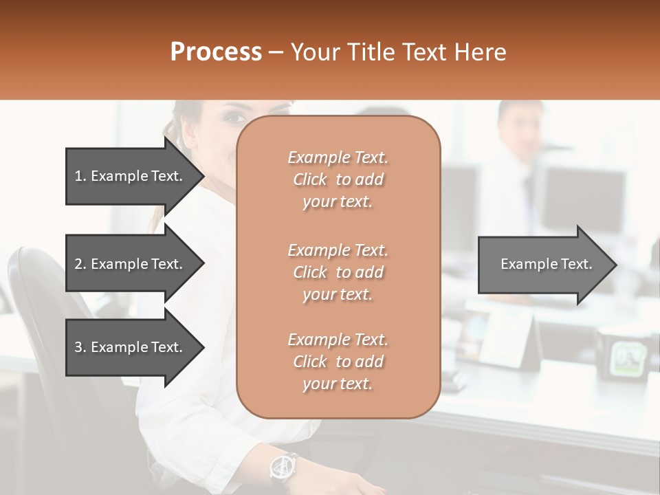A Woman Sitting At A Desk In An Office PowerPoint Template