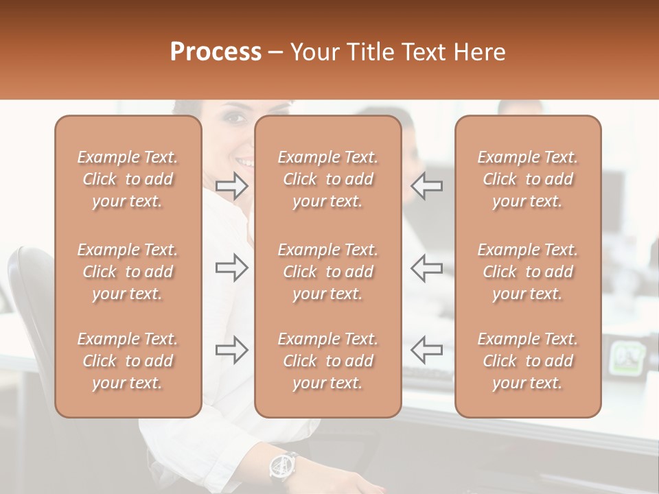 A Woman Sitting At A Desk In An Office PowerPoint Template