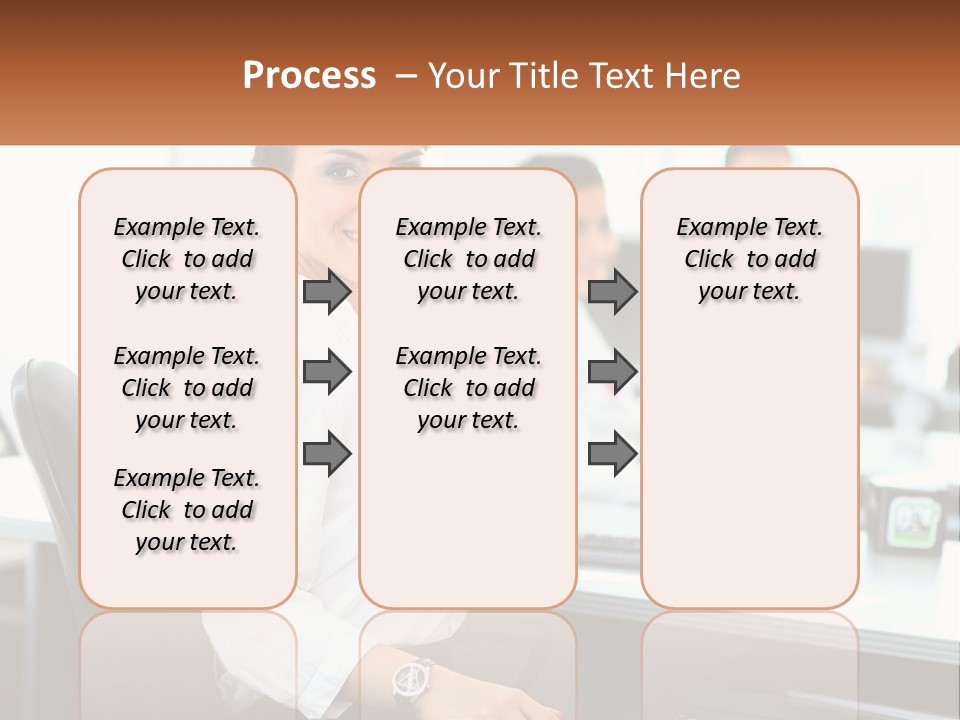 A Woman Sitting At A Desk In An Office PowerPoint Template