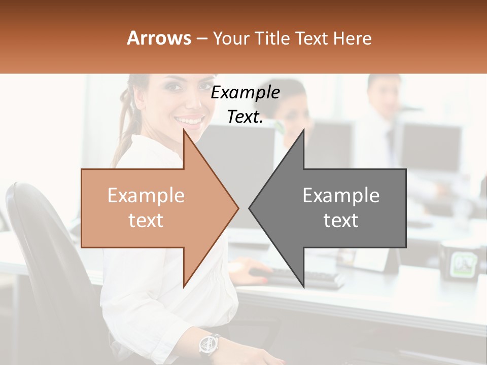 A Woman Sitting At A Desk In An Office PowerPoint Template