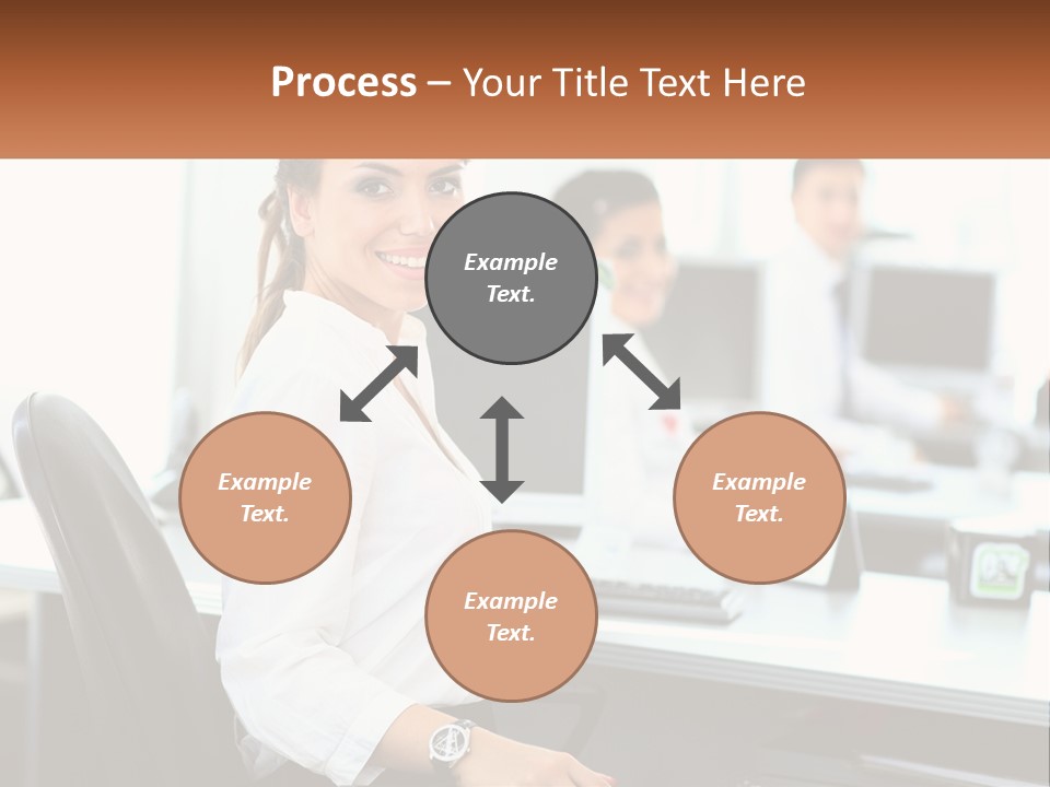 A Woman Sitting At A Desk In An Office PowerPoint Template