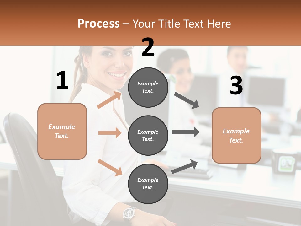 A Woman Sitting At A Desk In An Office PowerPoint Template