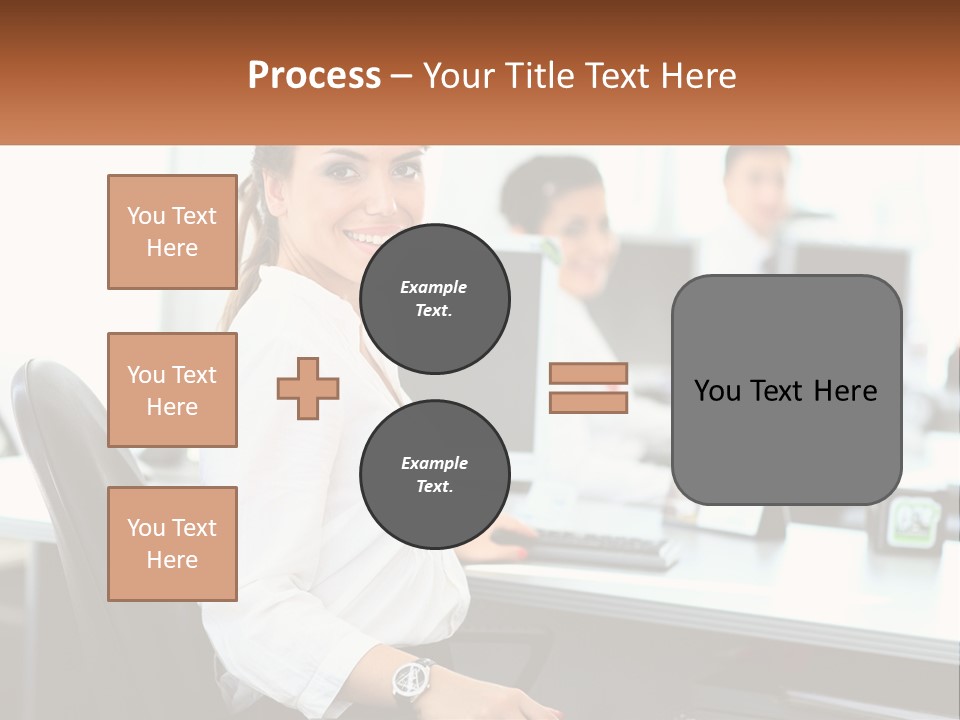 A Woman Sitting At A Desk In An Office PowerPoint Template