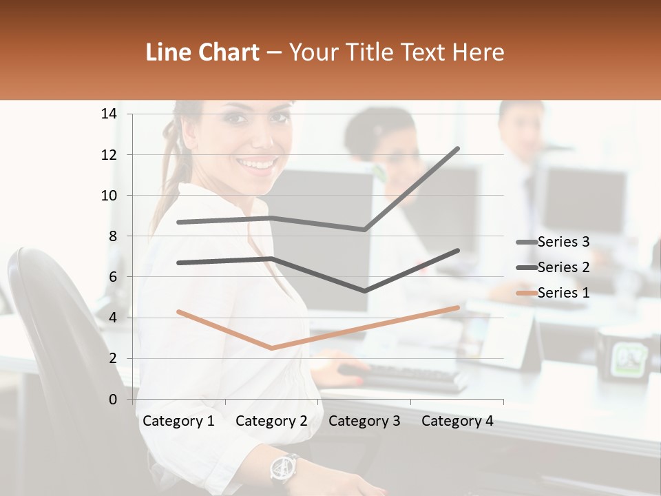 A Woman Sitting At A Desk In An Office PowerPoint Template