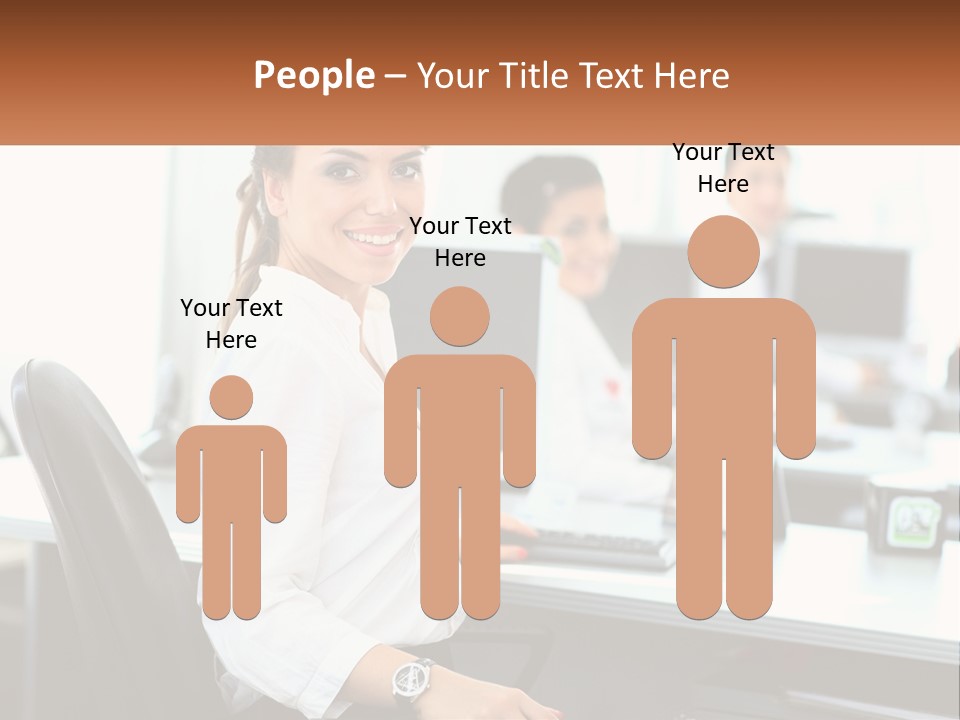 A Woman Sitting At A Desk In An Office PowerPoint Template