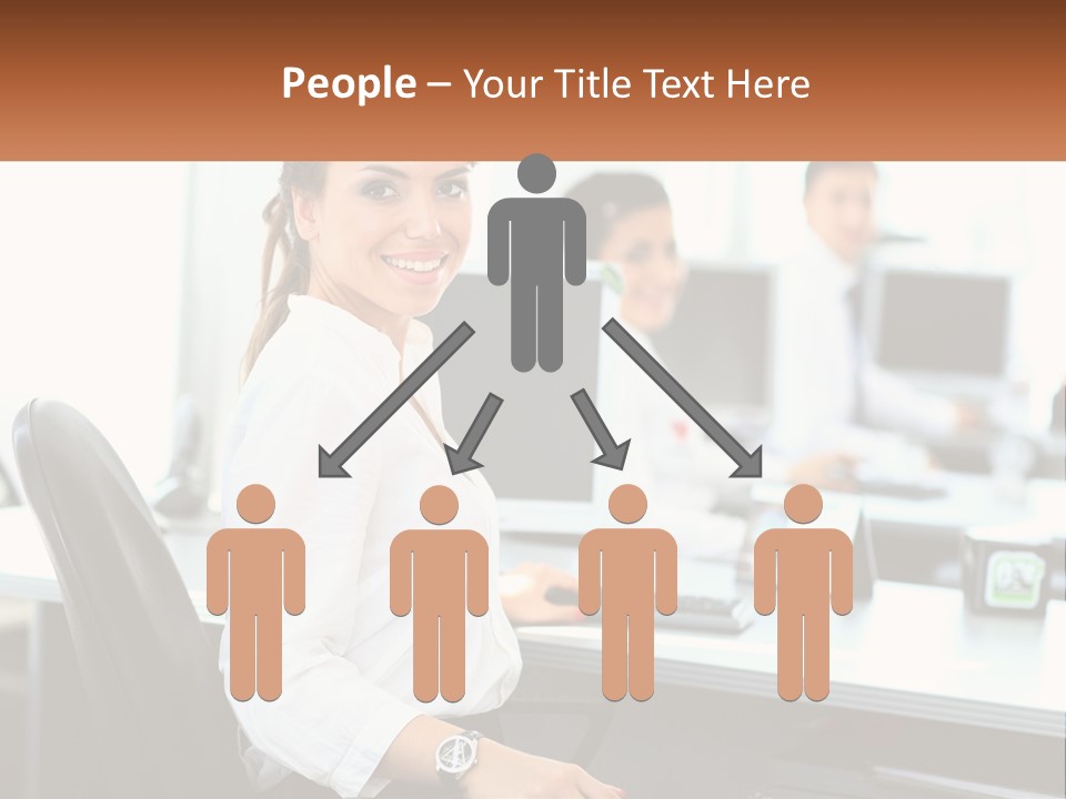 A Woman Sitting At A Desk In An Office PowerPoint Template