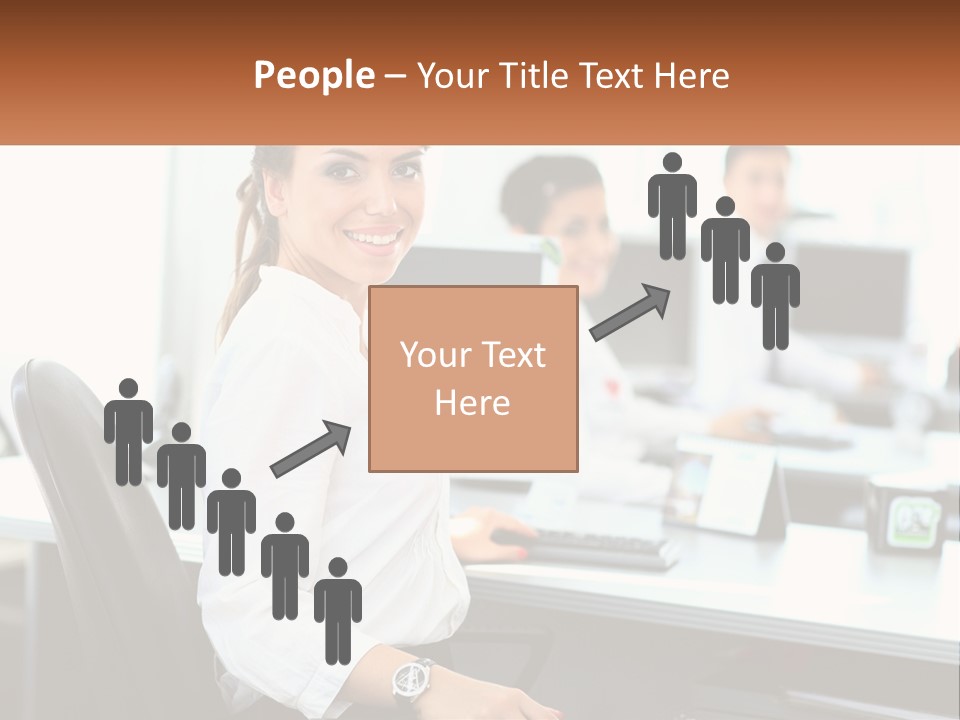 A Woman Sitting At A Desk In An Office PowerPoint Template