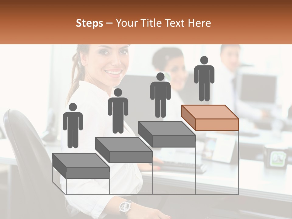 A Woman Sitting At A Desk In An Office PowerPoint Template