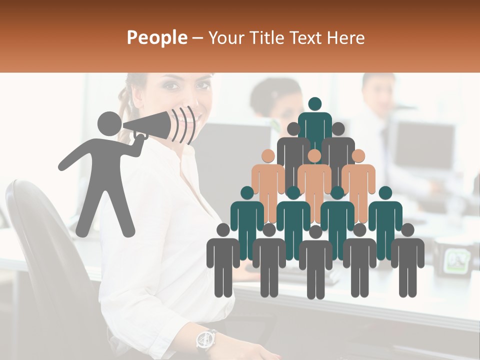 A Woman Sitting At A Desk In An Office PowerPoint Template