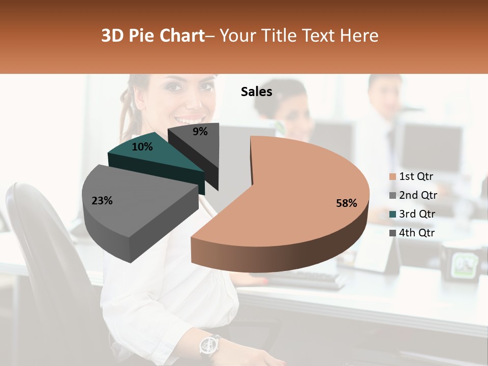 A Woman Sitting At A Desk In An Office PowerPoint Template