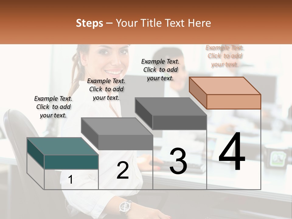 A Woman Sitting At A Desk In An Office PowerPoint Template