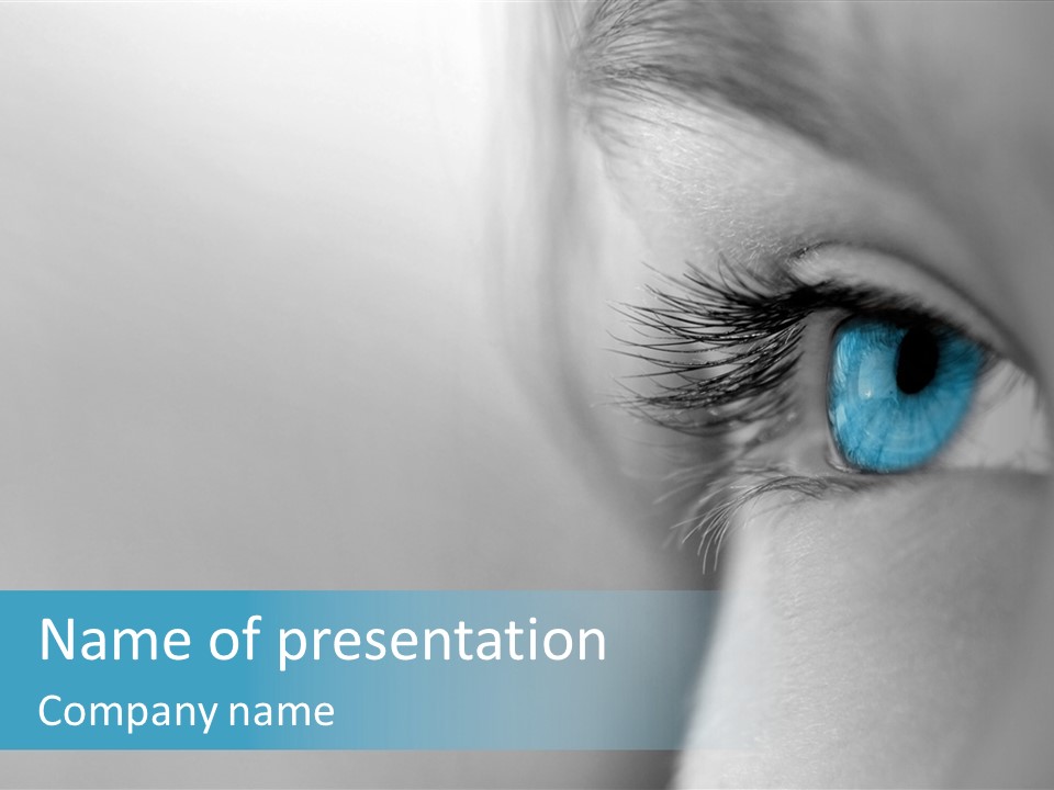A Woman's Blue Eye With Long Lashes PowerPoint Template