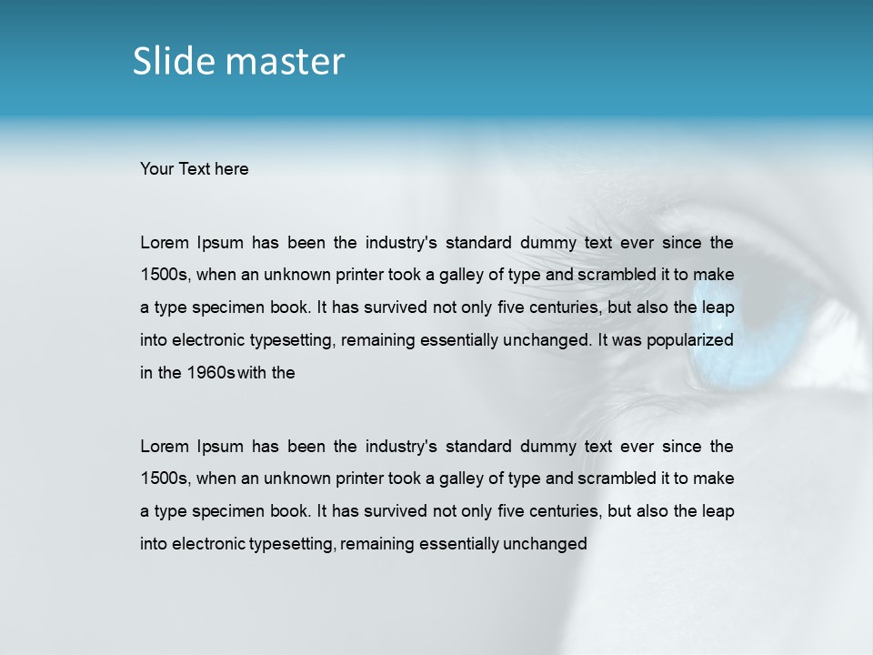 A Woman's Blue Eye With Long Lashes PowerPoint Template