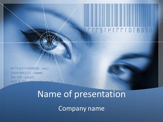 A Woman's Eye With Bar Code In The Background PowerPoint Template