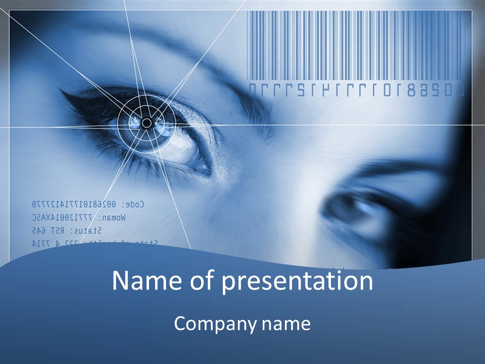 A Woman's Eye With Bar Code In The Background PowerPoint Template