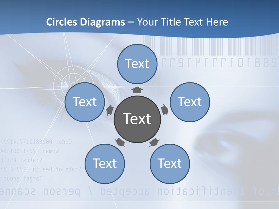 A Woman's Eye With Bar Code In The Background PowerPoint Template