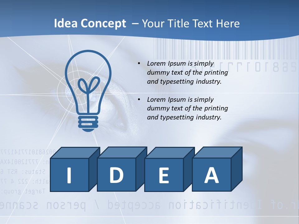 A Woman's Eye With Bar Code In The Background PowerPoint Template