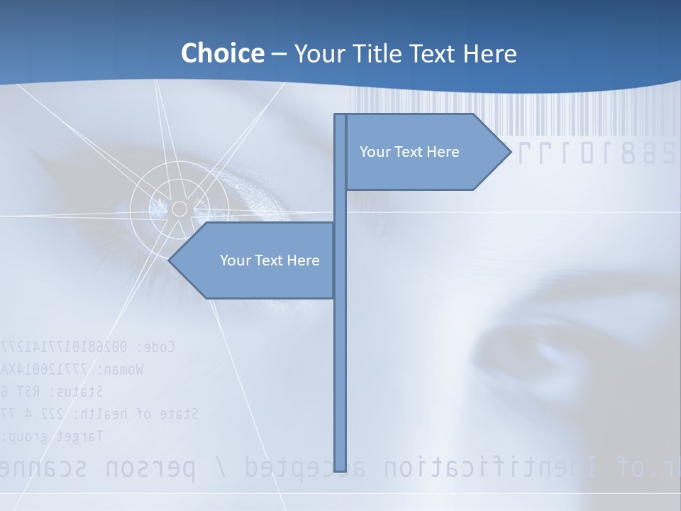 A Woman's Eye With Bar Code In The Background PowerPoint Template