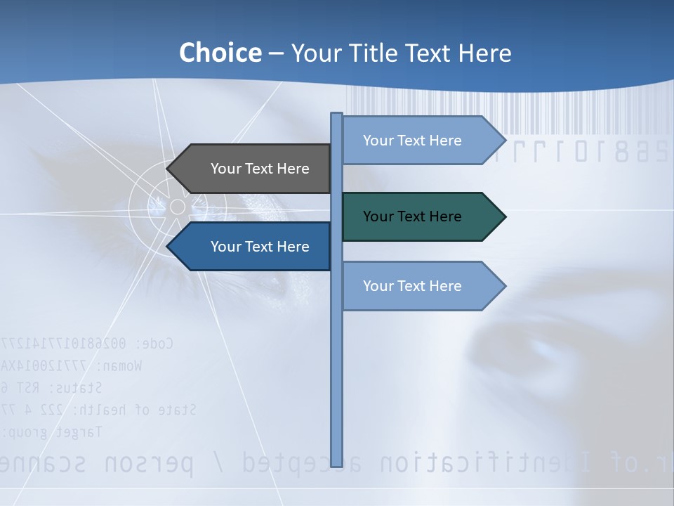 A Woman's Eye With Bar Code In The Background PowerPoint Template