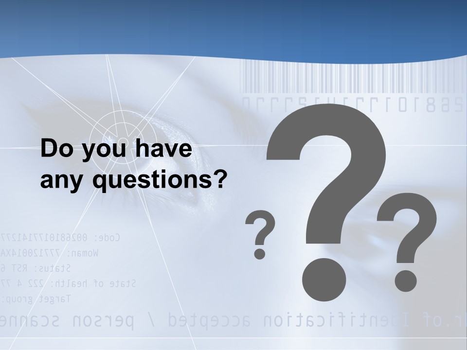 A Woman's Eye With Bar Code In The Background PowerPoint Template