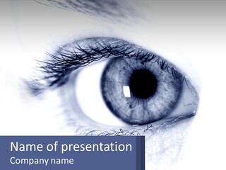 A Close Up Of A Blue Eye With A White Background PowerPoint Template