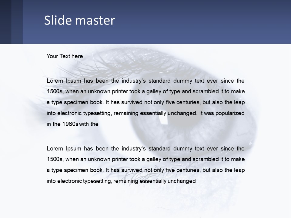 A Close Up Of A Blue Eye With A White Background PowerPoint Template