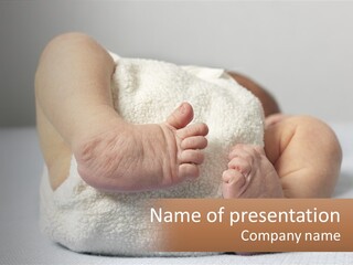 A Baby Wrapped In A Blanket With The Words Name Of Presentation PowerPoint Template