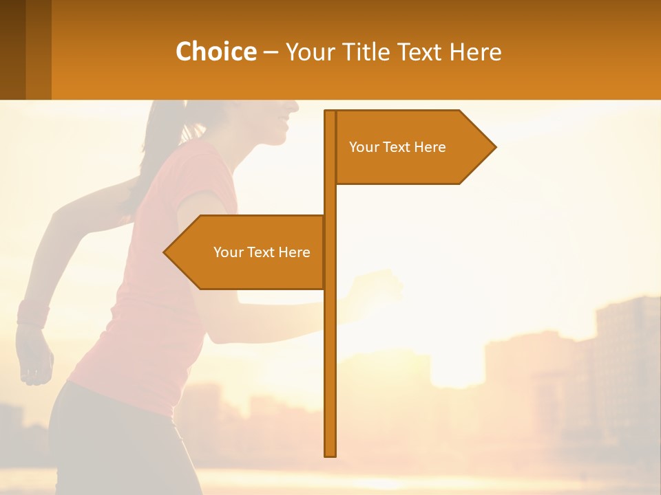 A Woman Running In The Sunset Powerpoint Presentation PowerPoint Template