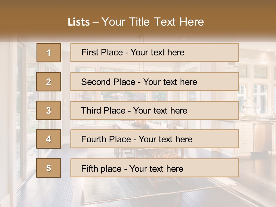 A Dining Room With A Table And Chairs PowerPoint Template