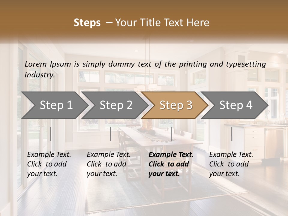 A Dining Room With A Table And Chairs PowerPoint Template