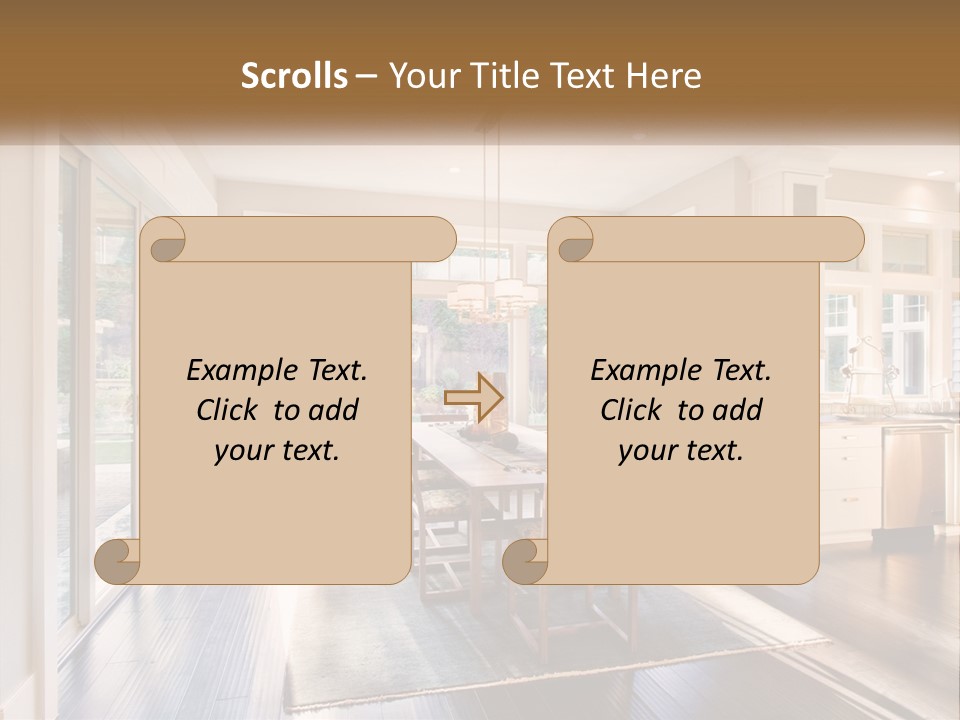 A Dining Room With A Table And Chairs PowerPoint Template