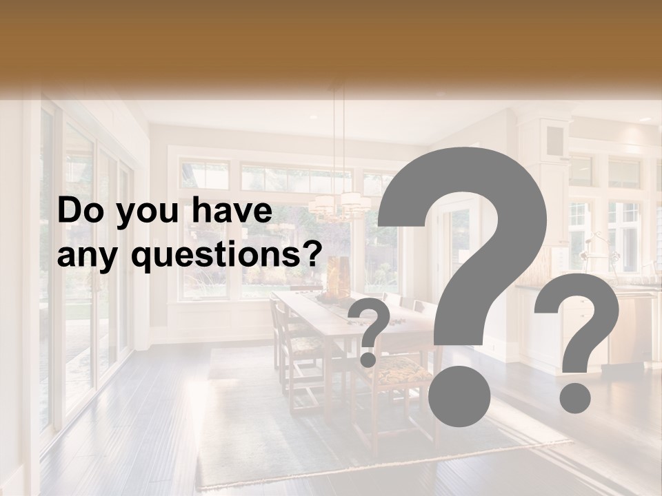 A Dining Room With A Table And Chairs PowerPoint Template