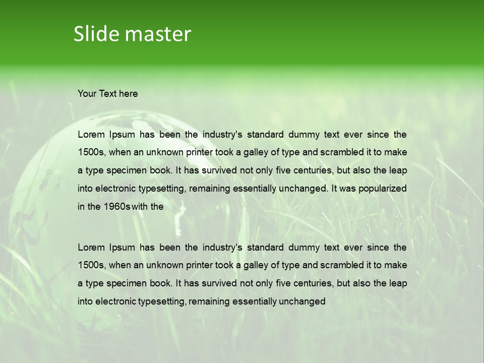 A Green Globe In The Grass Powerpoint Template PowerPoint Template