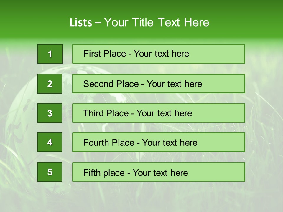 A Green Globe In The Grass Powerpoint Template PowerPoint Template