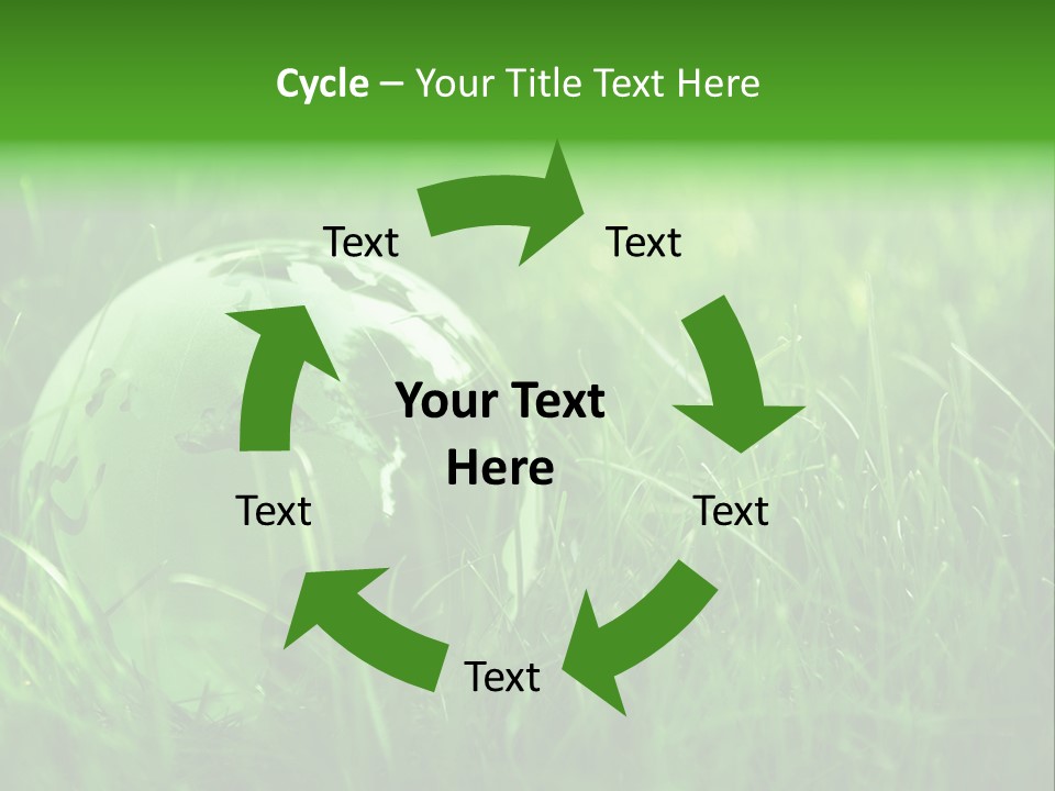 A Green Globe In The Grass Powerpoint Template PowerPoint Template