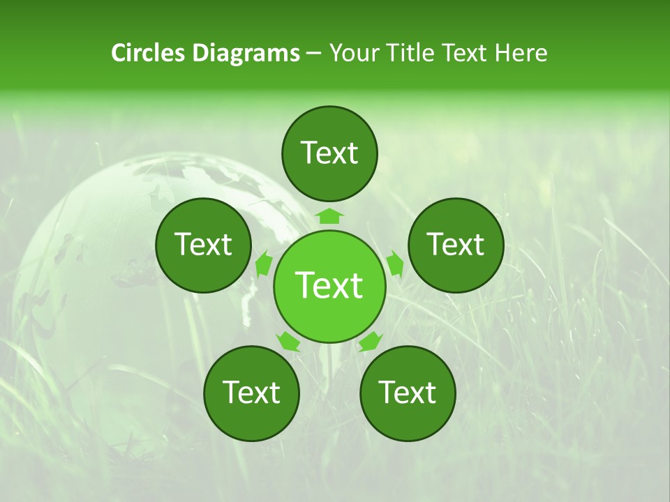 A Green Globe In The Grass Powerpoint Template PowerPoint Template