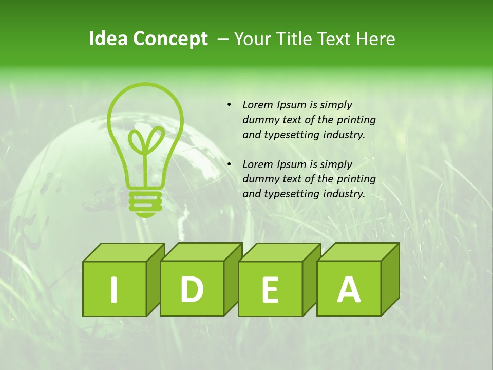 A Green Globe In The Grass Powerpoint Template PowerPoint Template