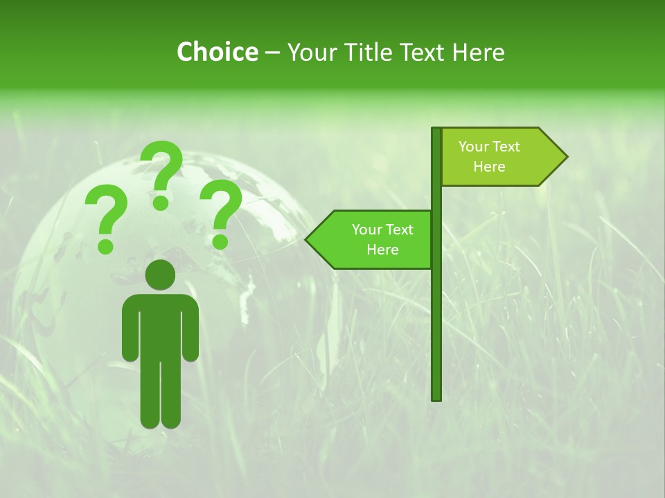 A Green Globe In The Grass Powerpoint Template PowerPoint Template