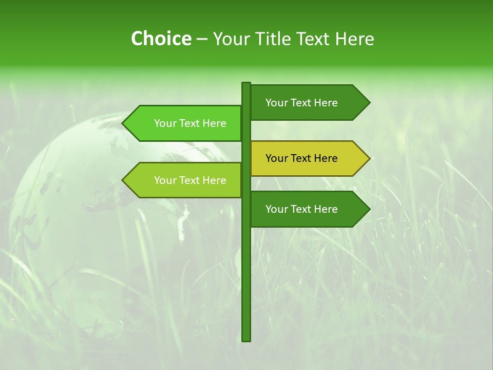 A Green Globe In The Grass Powerpoint Template PowerPoint Template