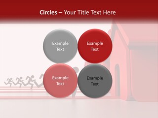 A Group Of People Running Towards A Red House PowerPoint Template