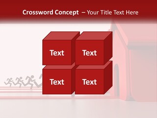 A Group Of People Running Towards A Red House PowerPoint Template