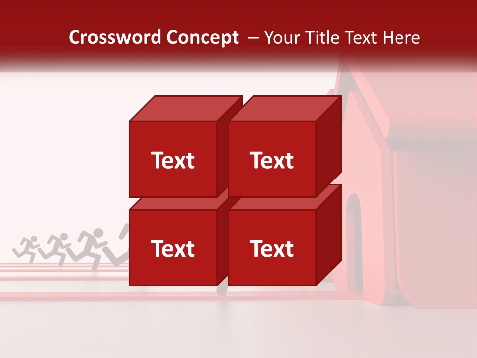 A Group Of People Running Towards A Red House PowerPoint Template