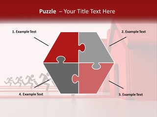 A Group Of People Running Towards A Red House PowerPoint Template