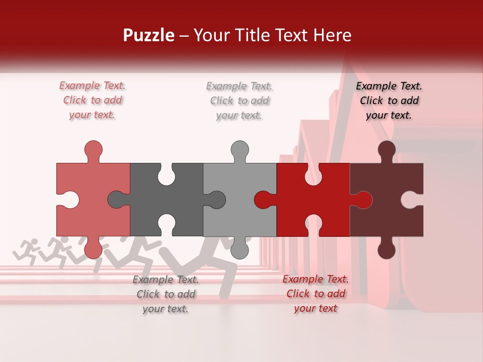 A Group Of People Running Towards A Red House PowerPoint Template