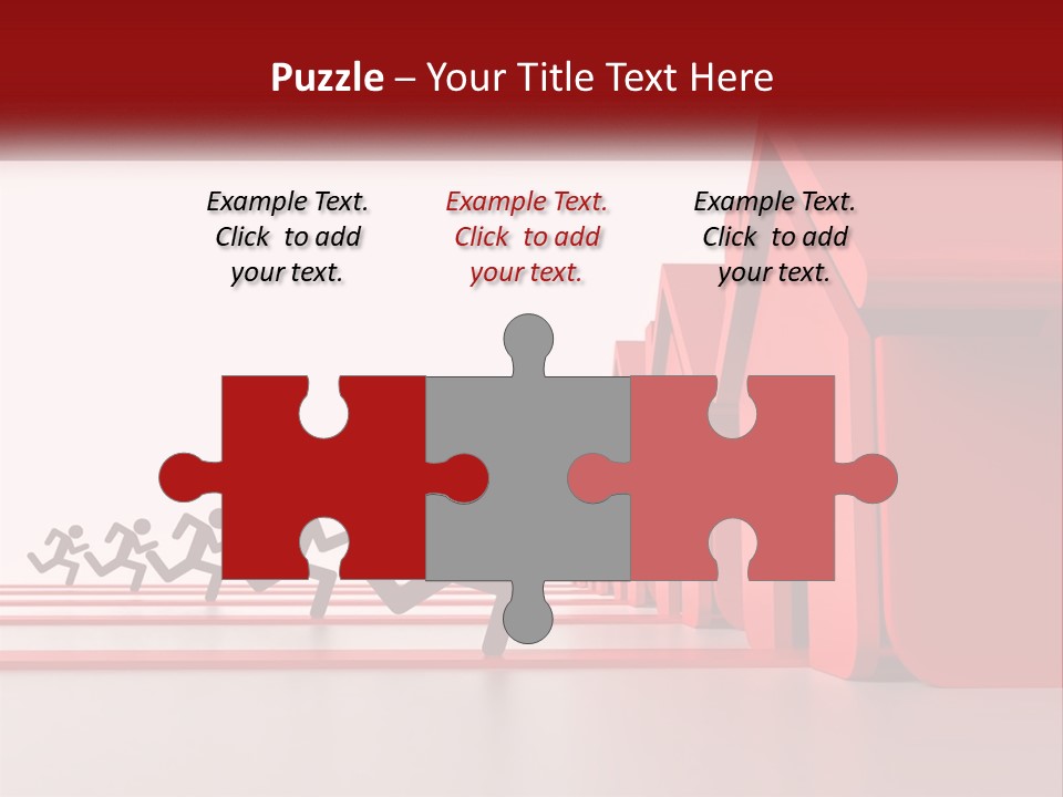 A Group Of People Running Towards A Red House PowerPoint Template