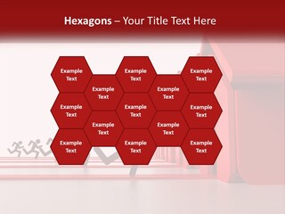 A Group Of People Running Towards A Red House PowerPoint Template