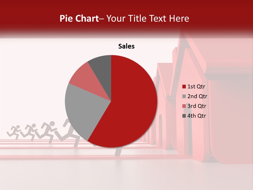 A Group Of People Running Towards A Red House PowerPoint Template